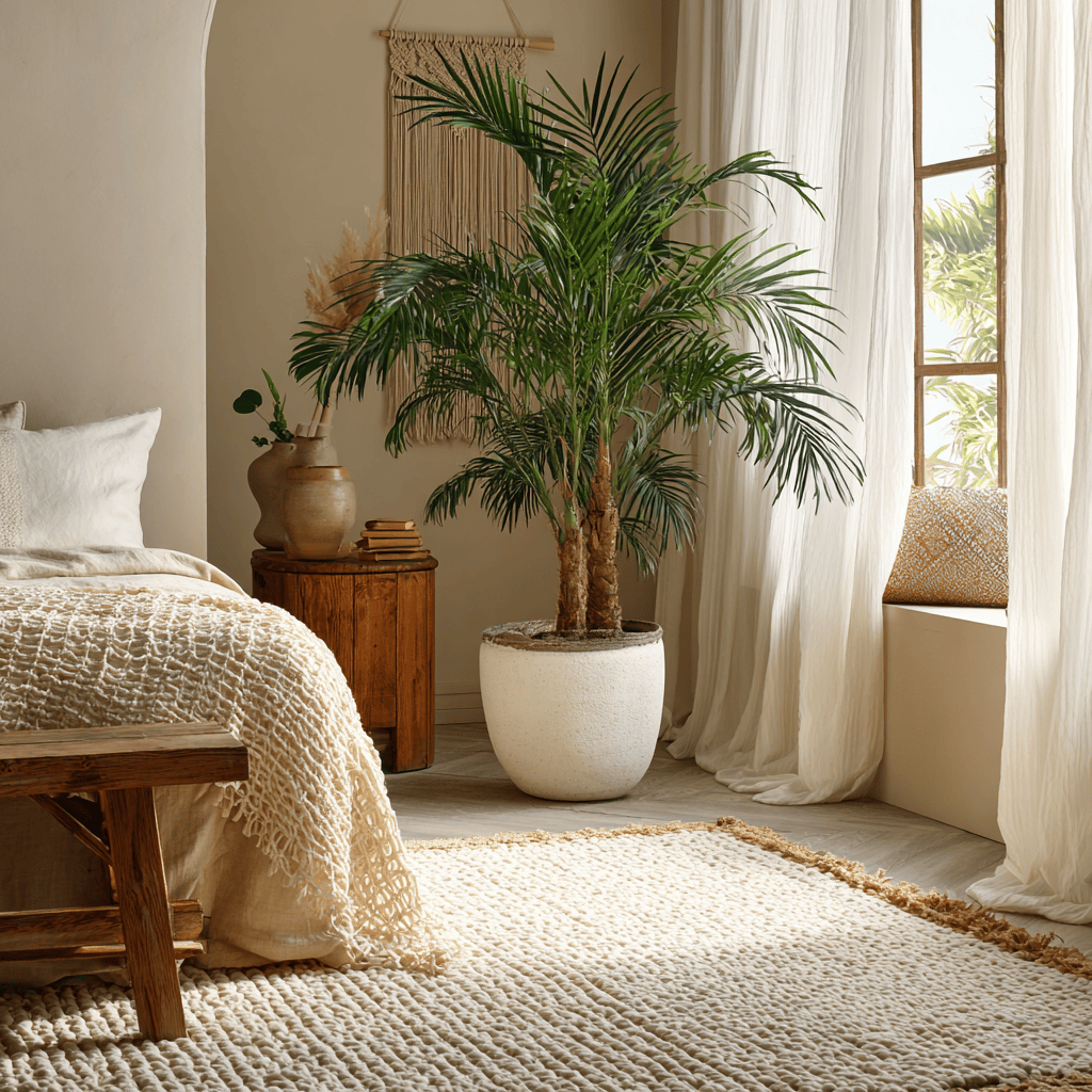 Latest master bedroom design with natural textures and biophilic decor