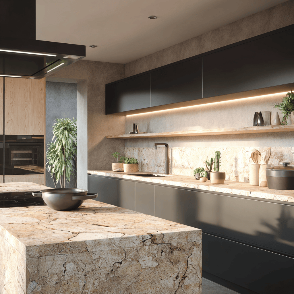 Marble kitchen countertops enhance modern kitchens with durability and natural elegance