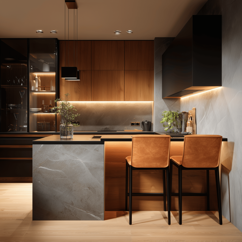Latest modular kitchen lighting ideas with cabinet strip and cupboard lighting