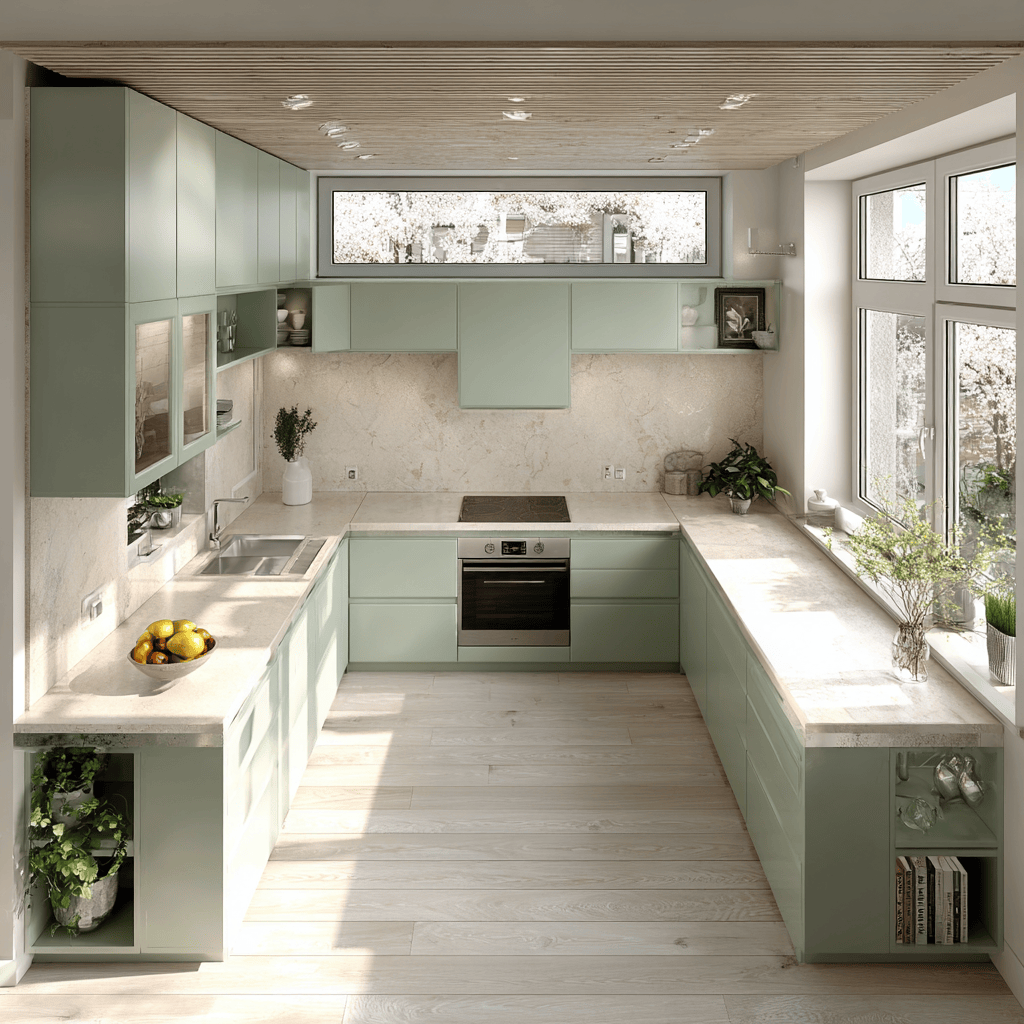 U-shaped layout influencing modular kitchen cost per sq ft