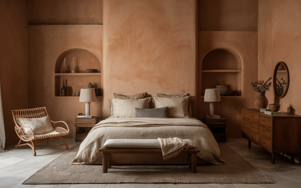 Serene latest master bedroom interior design with warm earthy minimalist decor