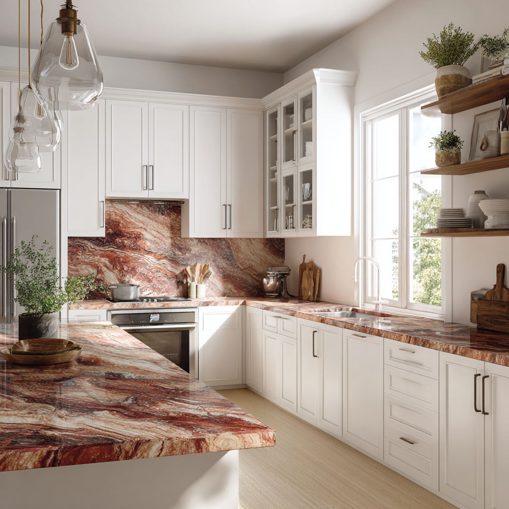 Normal kitchen cabinet design maximizing vertical space in a white modern kitchen