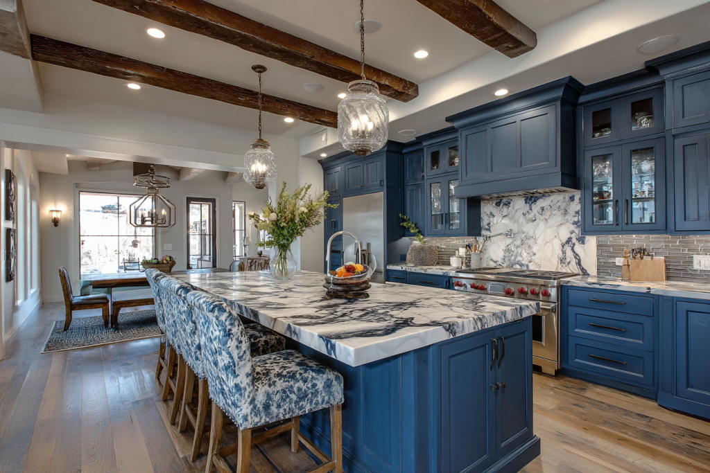 Traditional non modular kitchen designs with bold cabinetry and spacious layout