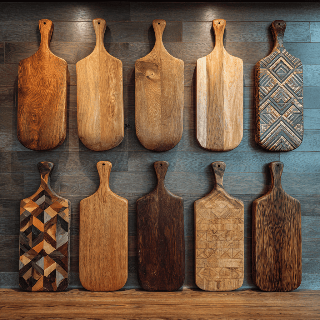 Wooden cutting boards as kitchen wall hanging decor rustic statement