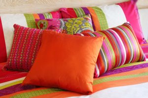 Colorful Gudi Padwa decoration ideas cushions with vibrant patterns for festive home styling