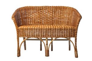Modern sofa designs natural rattan loveseat with warm brown wicker finish and durable handwoven material