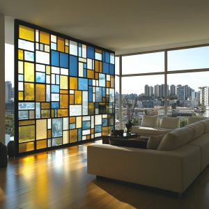 Colorful decorative glass wall panels for home interior panel design