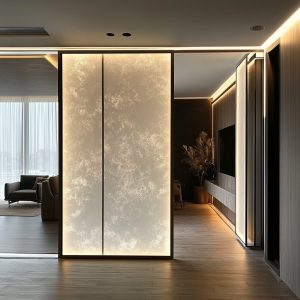 Backlit decorative glass wall panels for modern home interior design