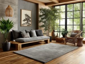 Serene seating zone vintage home decor ideas with wood tones and indoor greenery