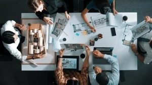 Home renovation and remodeling ideas team planning old house design