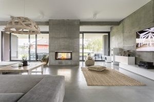 Home renovation design with concrete living room remodeling ideas interior setup