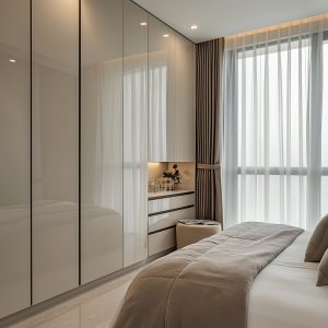 Modern wardrobe door design ideas with sliding and glass finish 