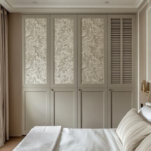 Classic wardrobe door design ideas with sliding and panel pattern style 