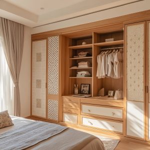 wardrobe door design ideas with sliding doors and patterned panels 
