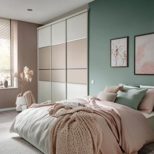 wardrobe design ideas with sliding doors in pastel color scheme 