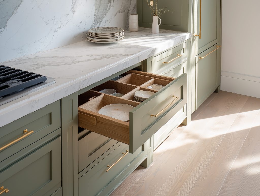 Grey shaker kitchen cabinets with shaker style doors and drawer fronts