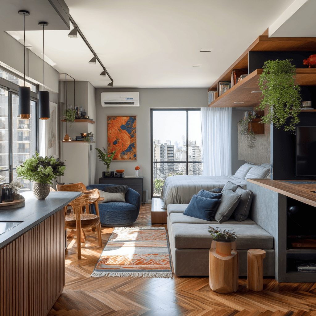 Modern 2bhk interior design cost in india with open plan living bedroom layout