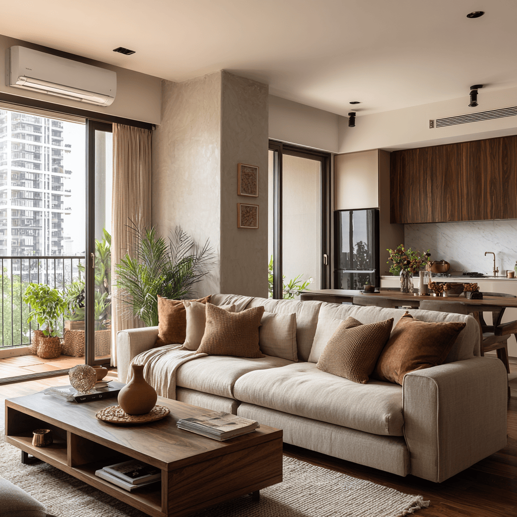 Elegant cost of interior design for 2bhk flat in mumbai with modern living kitchen