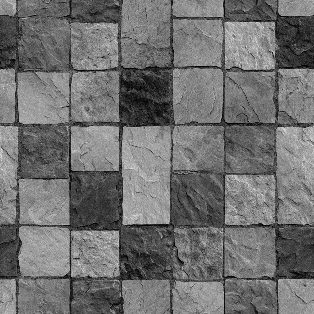 An aerial perspective of grey floor tiles in a modern architectural interior setting