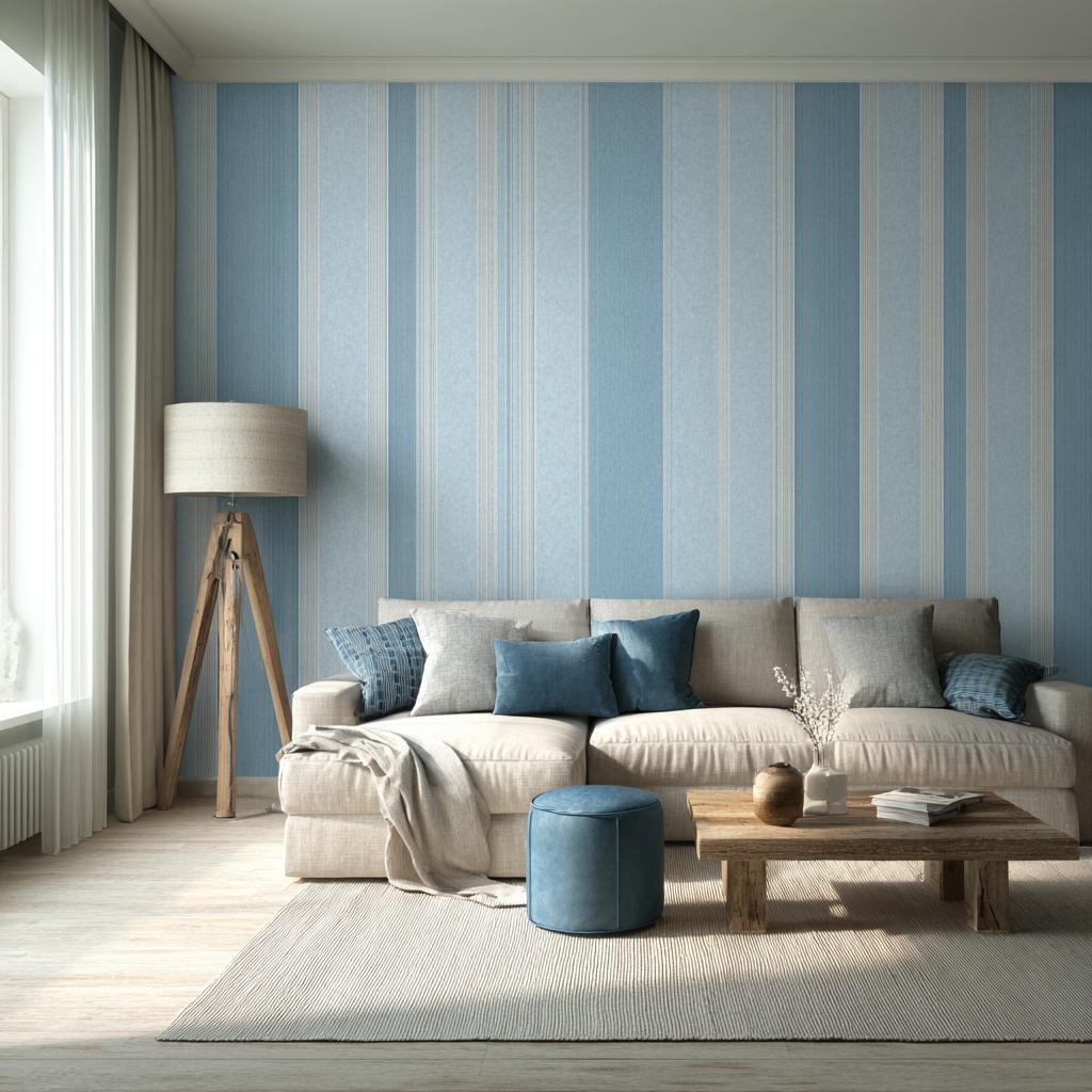 Light blue and dark blue combination stylish living room