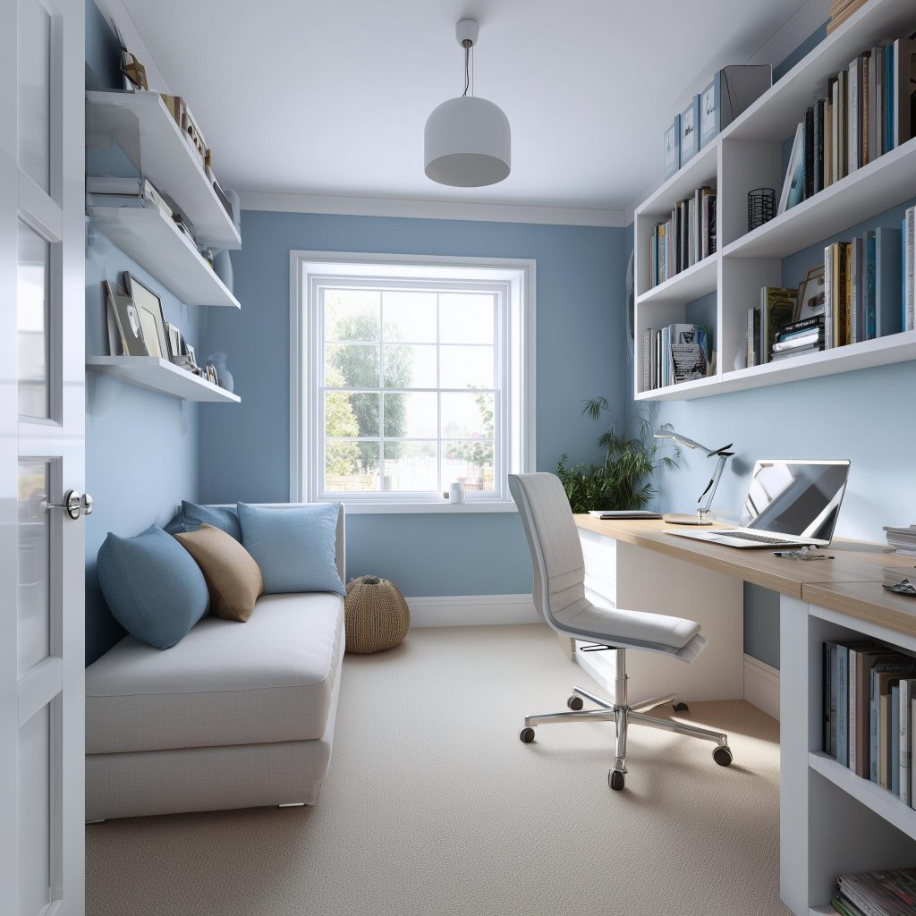 Light blue wall paint combinations for modern study