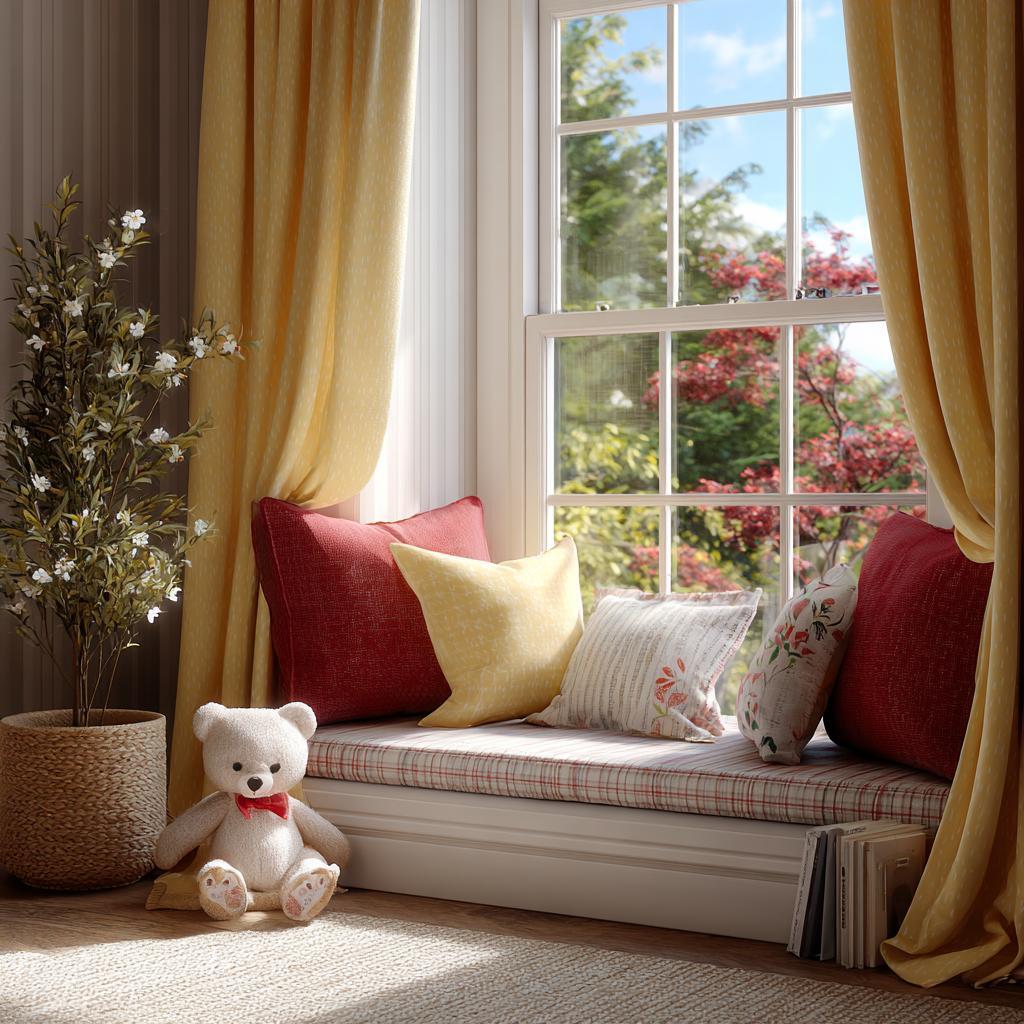 Clear window glass colour combination paired with warm interior decor.