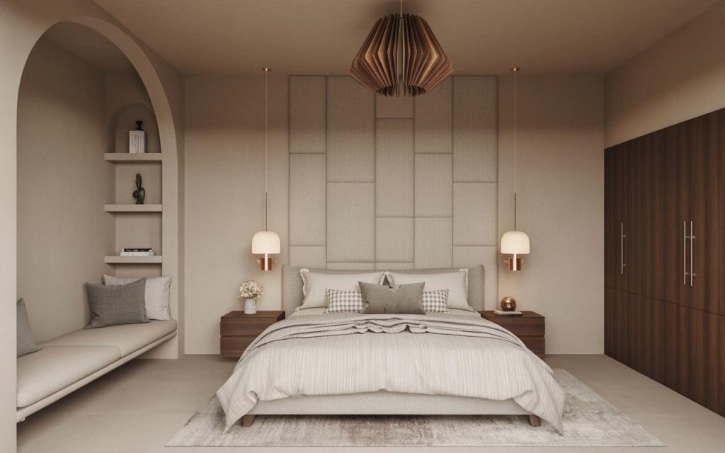 Elegant bedroom design with minimal layout and neutral tones for a calm space