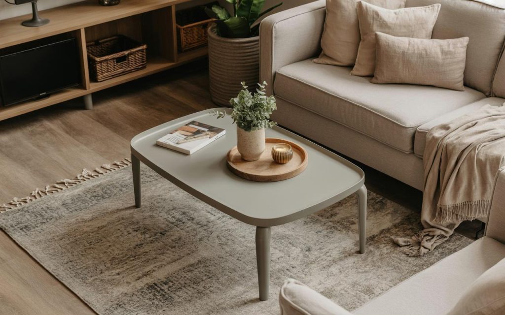 Stylish small coffee table ideas with minimalist table in cozy compact living room