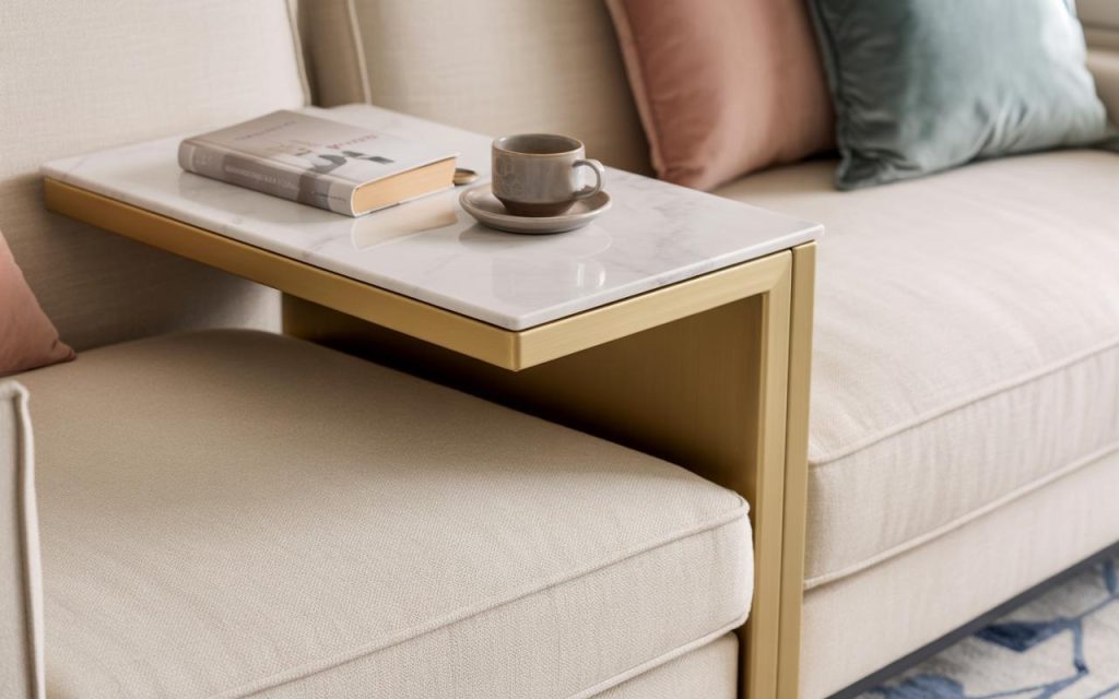 Smart small coffee table ideas with C table design for compact modern living room