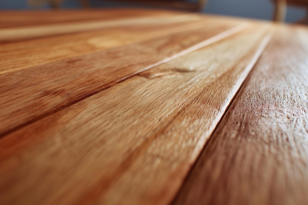 Macro view of raw wood planks treated with a natural wood polish to enhance the organic texture.