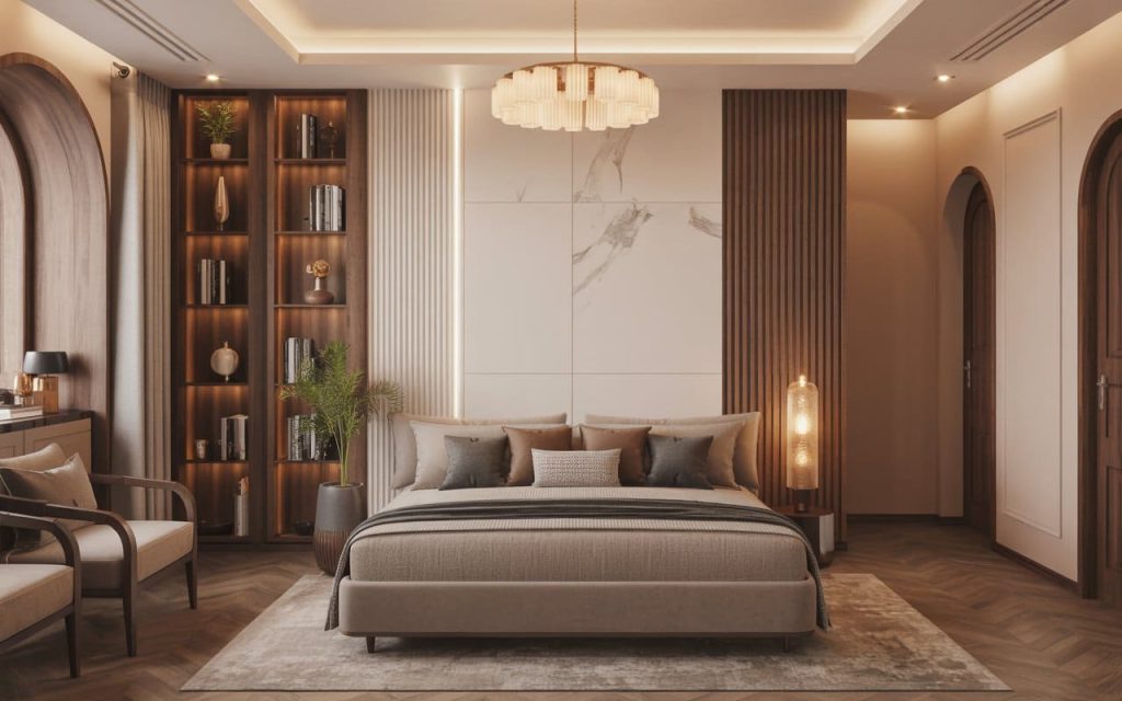 Horizontal wood-effect wpc interior wall panel used for weather-resistant balcony cladding.