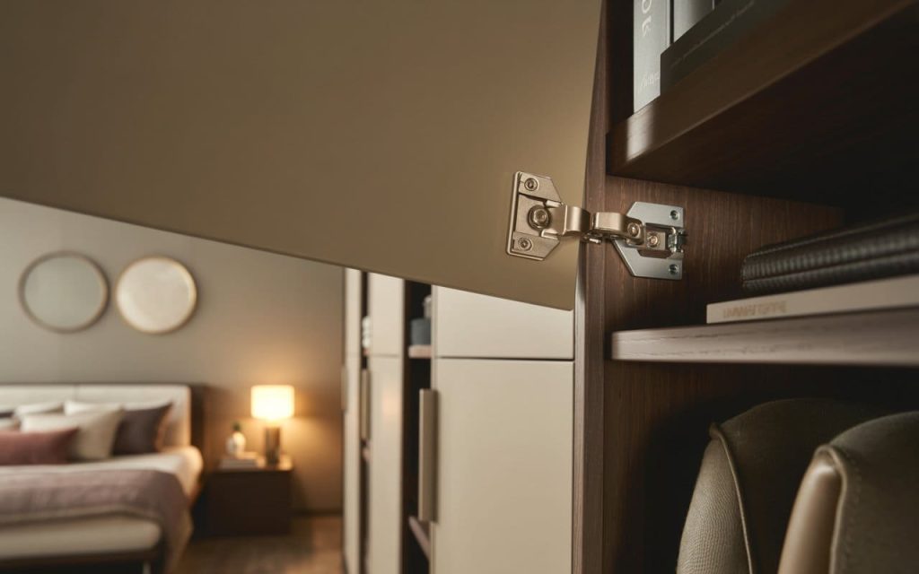 Modern soft close wardrobe hinges ensuring smooth silent door movement with durable and precise fitting