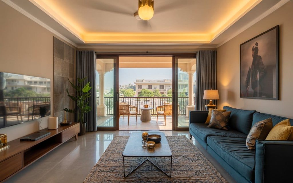 Large wood-grain sliding balcony upvc window design opening to a sunny outdoor terrace.