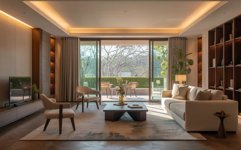 Elegant home remodeling trends with open layout, warm lighting, and seamless indoor outdoor living space