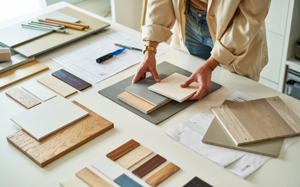 Stylish Engineered Wood vs Plywood material samples for interior design planning