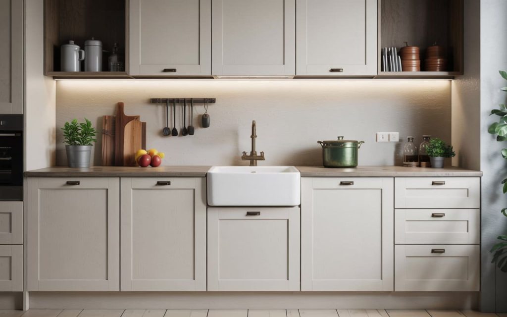 Modern Engineered Wood vs Plywood kitchen cabinets with clean storage design