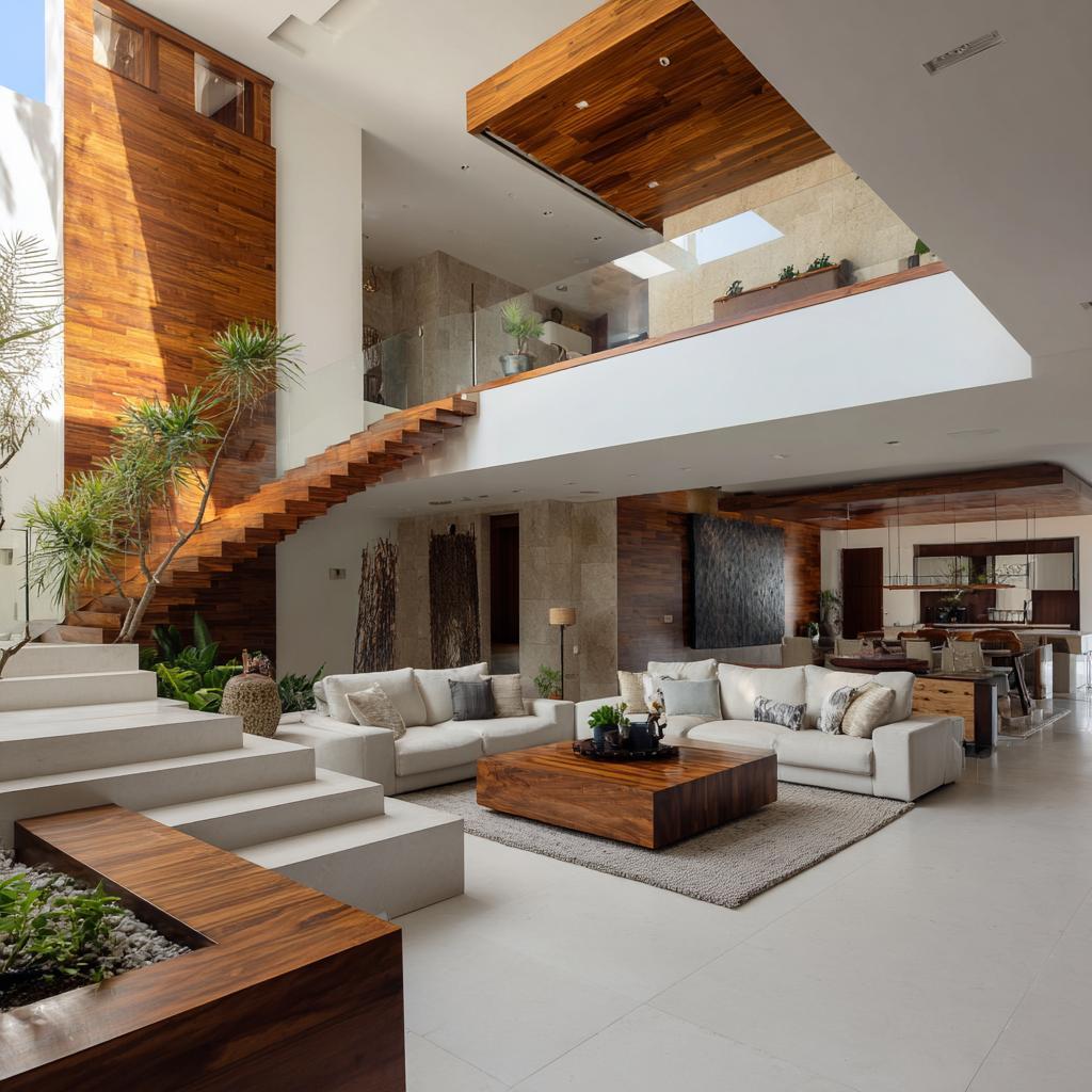 A modern roof pop colour combination featuring white sections and dark wood-textured panels.