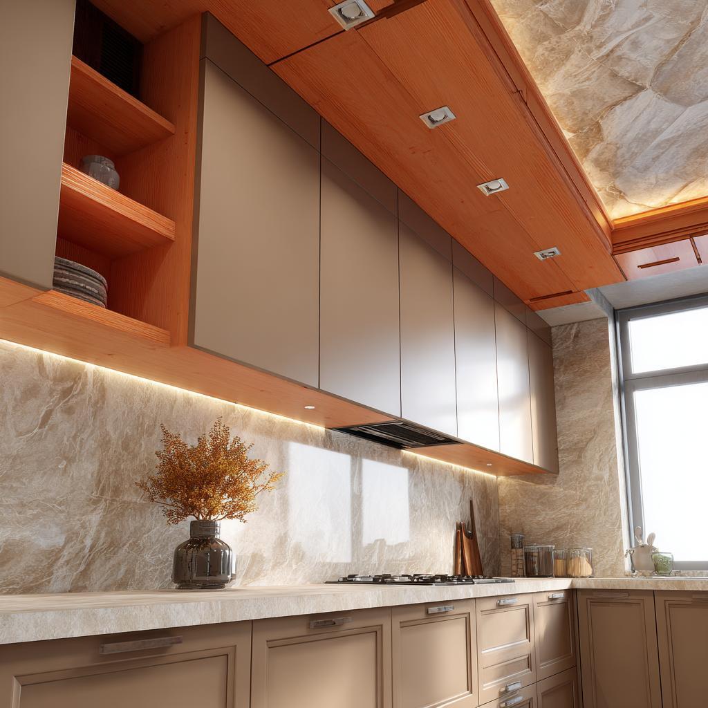 Contemporary kitchen island and storage highlighting the best material for kitchen cabinets.