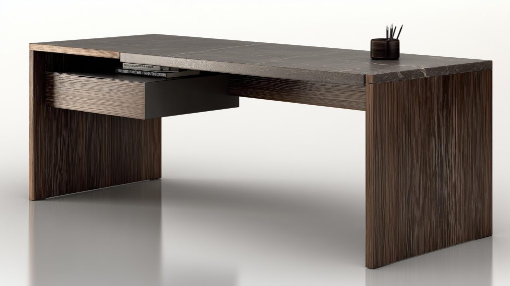 WPC board executive desk with wood grain finish