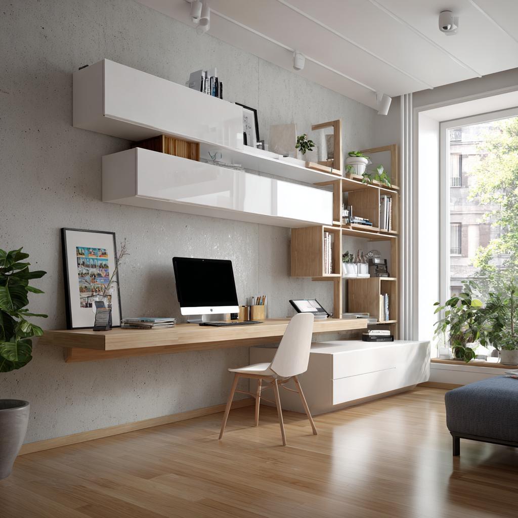 Modern feng shui home office desk setup