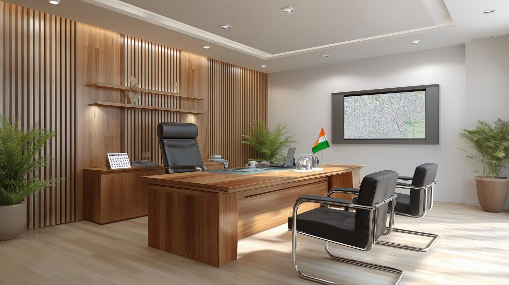 WPC wall panels in a modern office interior