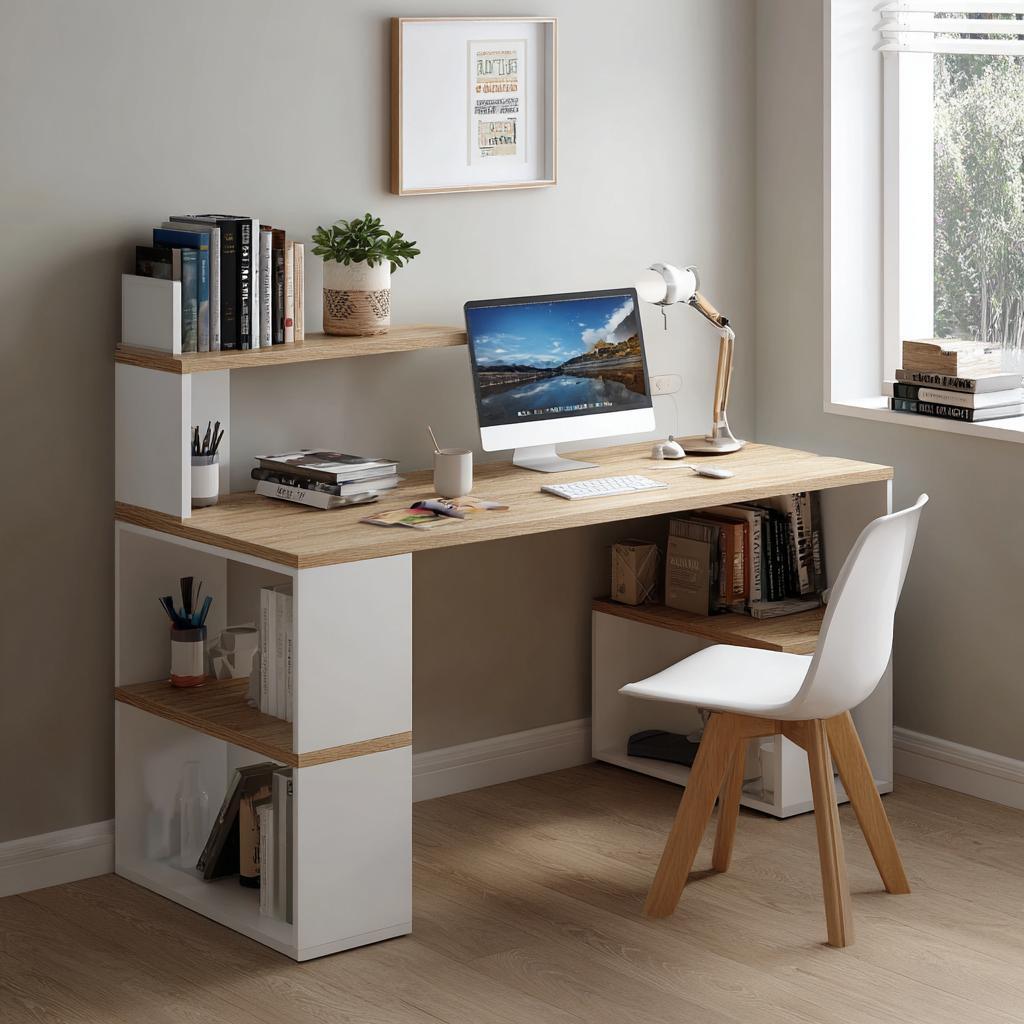 Adjustable executive home office desk setup