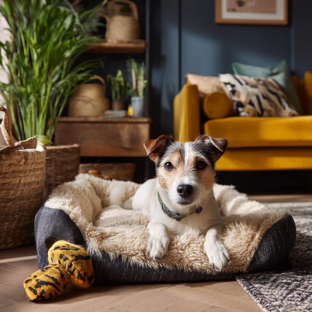 Modern living room design with pet-friendly flooring