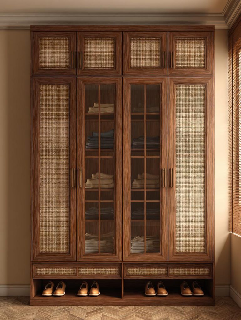 Classic according to vastu almirah position with wooden wardrobe placed neatly for balanced bedroom energy