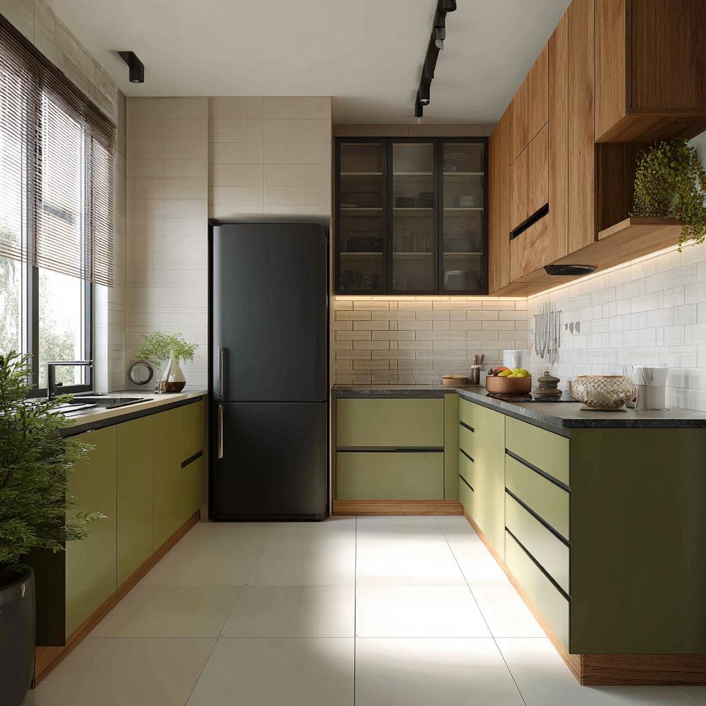  L-shaped modular kitchen cabinet types design