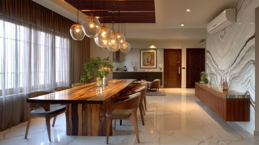 Pendant lights open layout Kolkata interior design trends