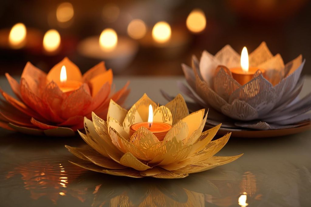 Lotus diyas festive professional home decor Akshaya Tritiya