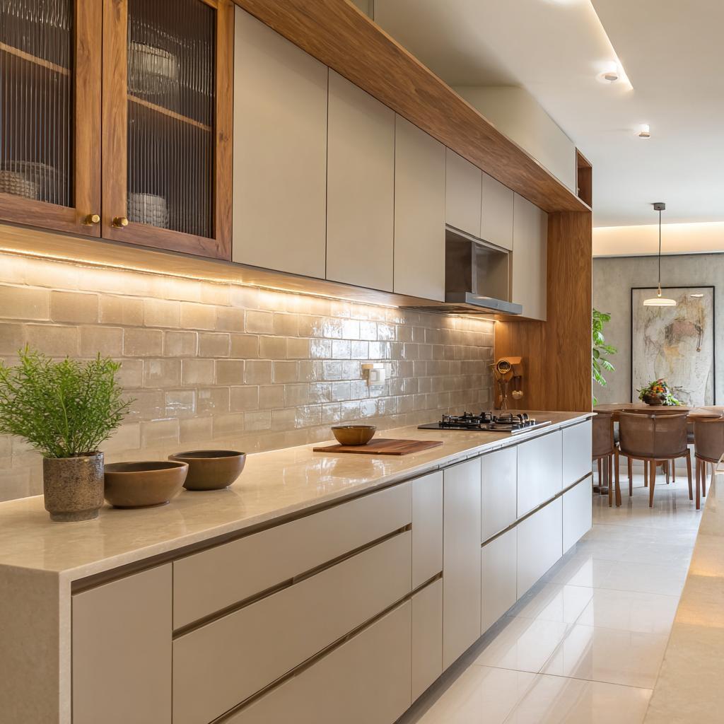 Straight modular kitchen wall cabinet types layout