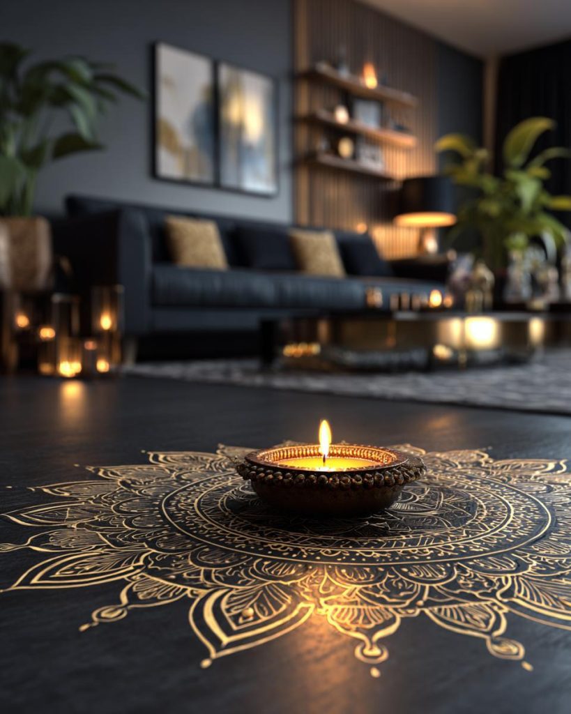 Diya mandala sustainable decor Akshaya Tritiya home