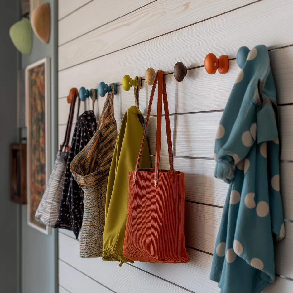Wall hooks bags budget bedroom organisation ideas